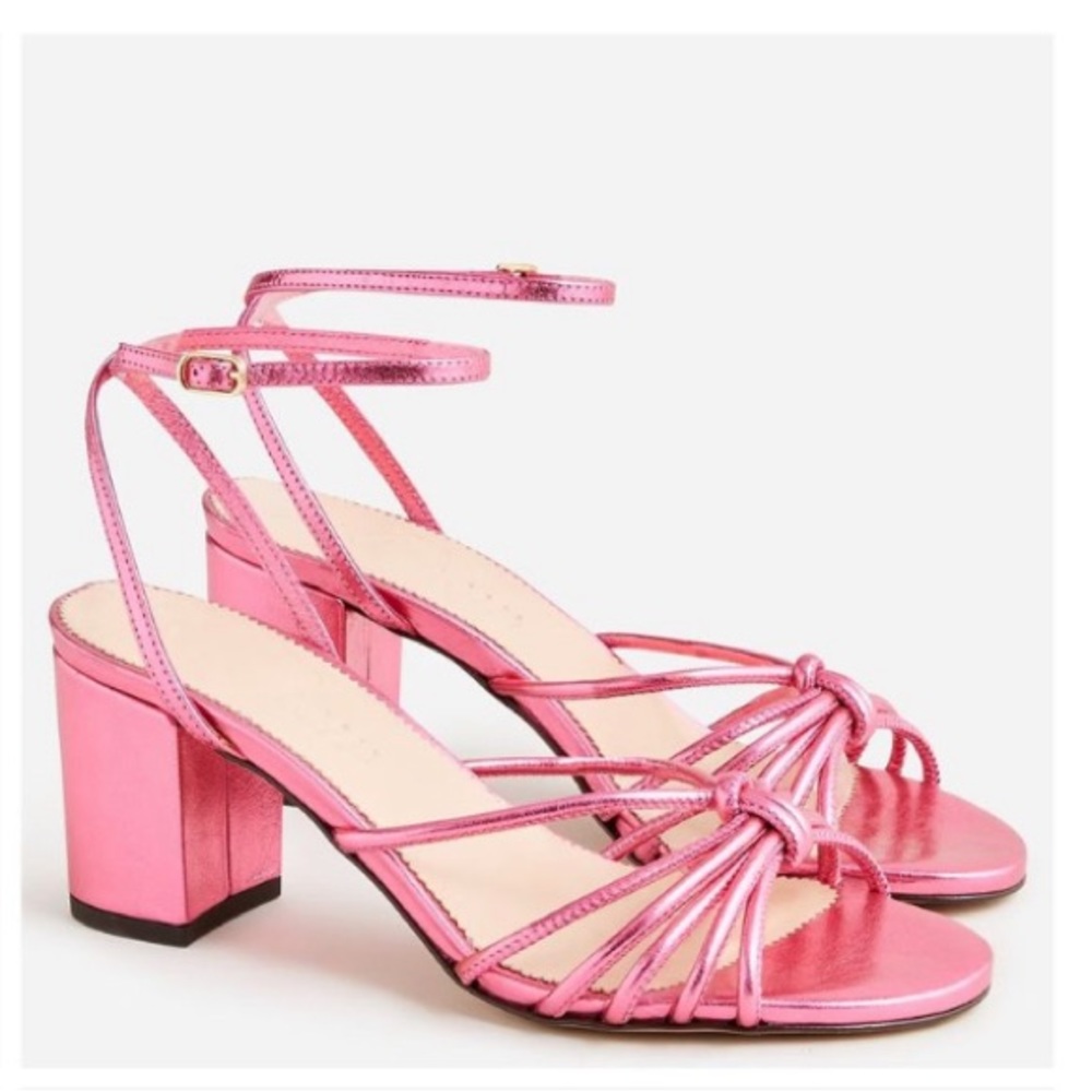 NEW J. Crew Lucie strappy block-heel sandals in Italian metallic leather - 9.5